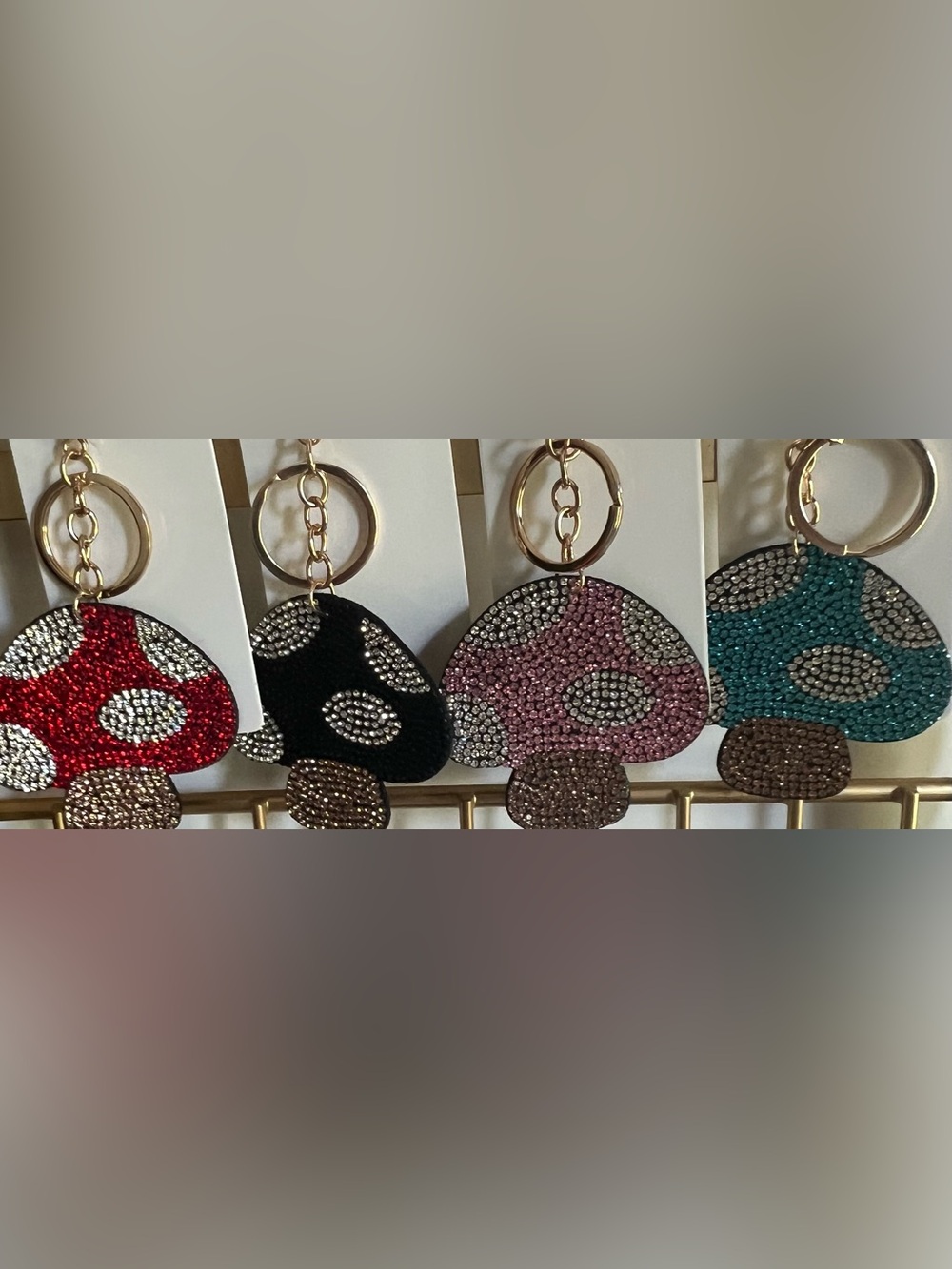 Sparkling Mushroom Keychain, Felt Back-Choose One